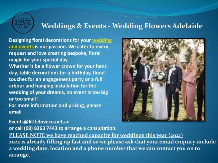 weddings events wedding flowers adelaide