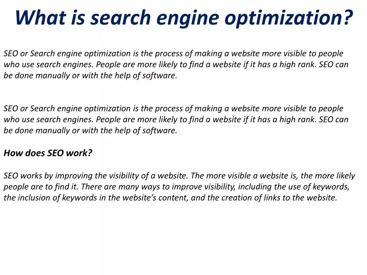 what is search engine optimization