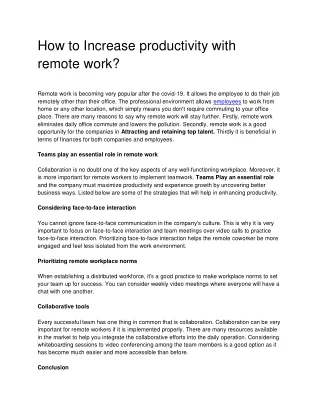 how to increase productivity with remote work