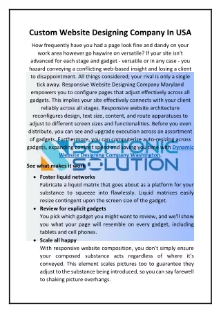 Custom Website Designing Company In USA