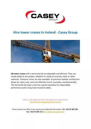 Hire tower cranes in Ireland