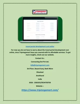 travel portal development cost online