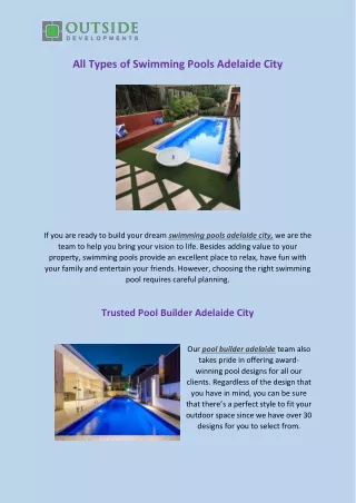 all types of swimming pools adelaide city
