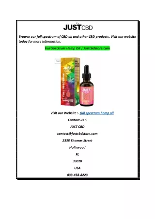 Full Spectrum Hemp Oil  Justcbdstore.com