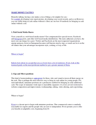 make money tactics
