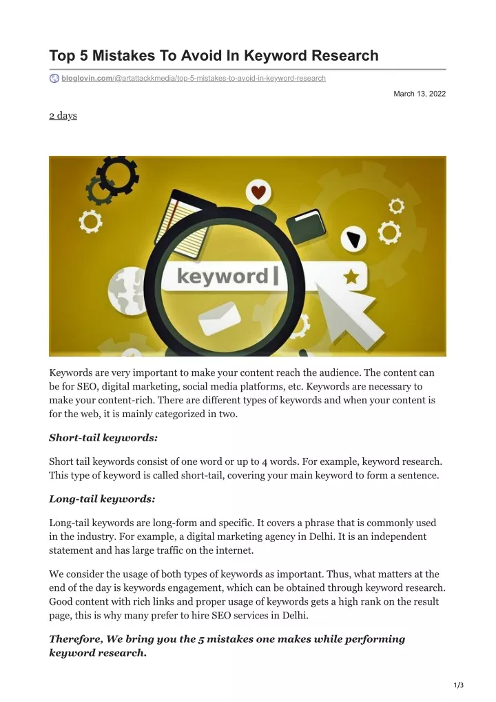 top 5 mistakes to avoid in keyword research