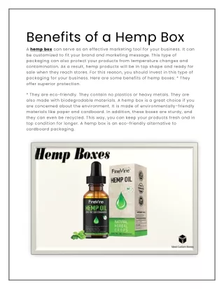 Benefits of a Hemp Box