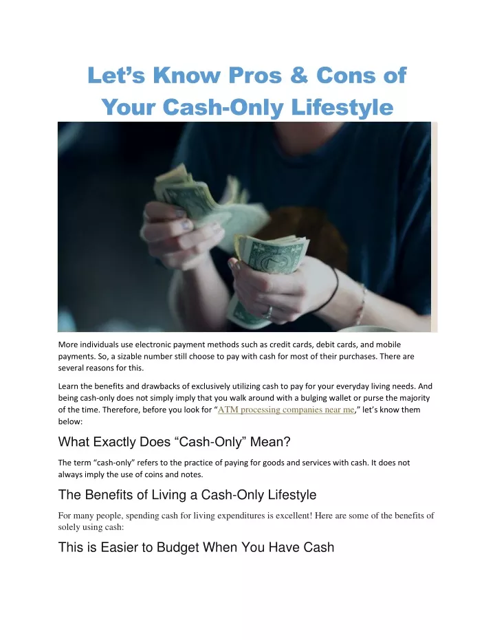 let s know pros cons of your cash only lifestyle