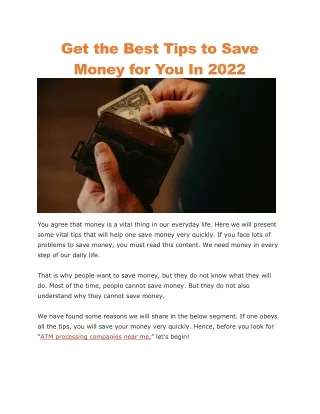get the best tips to save money for you in 2022