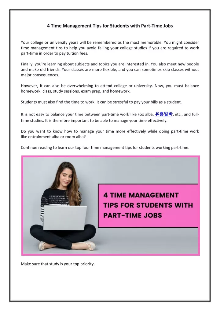 4 time management tips for students with part