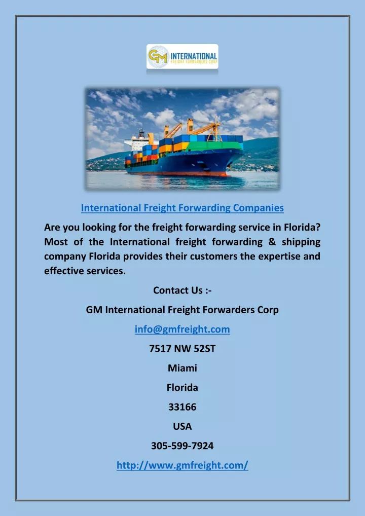 international freight forwarding companies