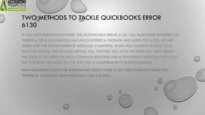 two methods to tackle quickbooks error 6130