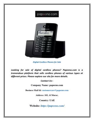 Digital Cordless Phones For Sale | Papeeno.com