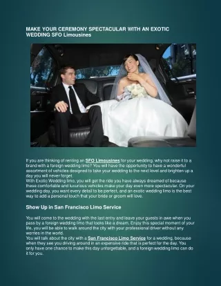 MAKE YOUR CEREMONY SPECTACULAR WITH AN EXOTIC WEDDING LIMO