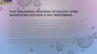two debugging processes to follow when quickbooks outlook is not responding