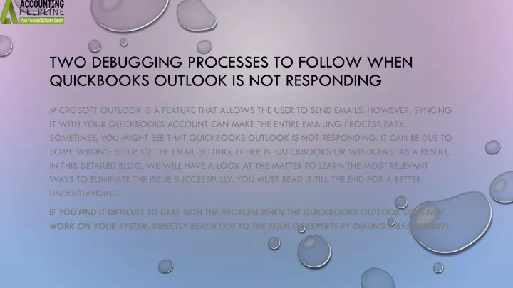 two debugging processes to follow when quickbooks outlook is not responding