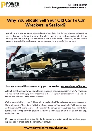 Why You Should Sell Your Old Car To Car Wreckers In Seaford