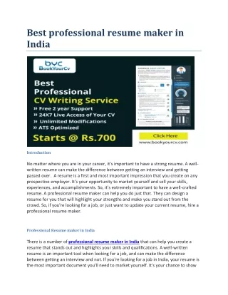Best professional resume maker in India
