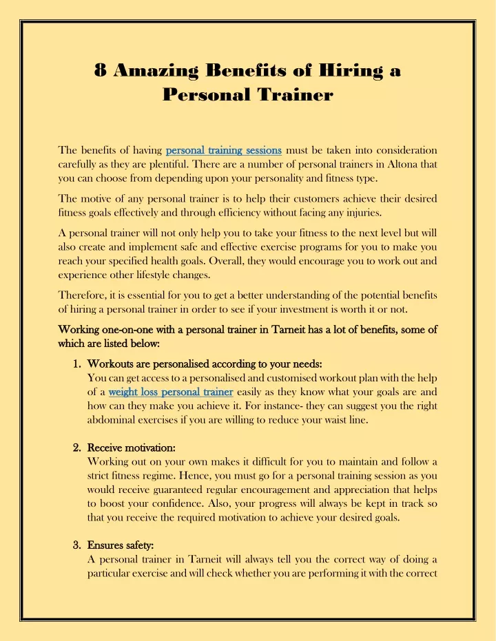 8 amazing benefits of hiring a personal trainer