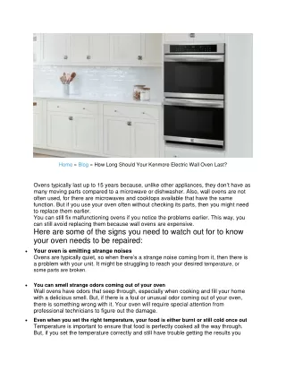 How Long Should Your Kenmore Electric Wall Oven Last