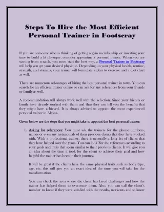 steps to hire the most efficient personal trainer