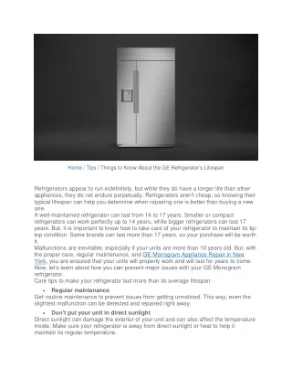 Things to Know About the GE Refrigerator’s Lifespan