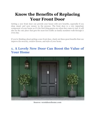 know the benefits of replacing your front door