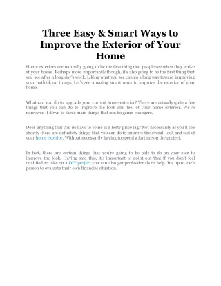 three easy smart ways to improve the exterior