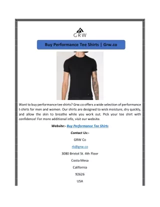 Buy Performance Tee Shirts | Grw.co