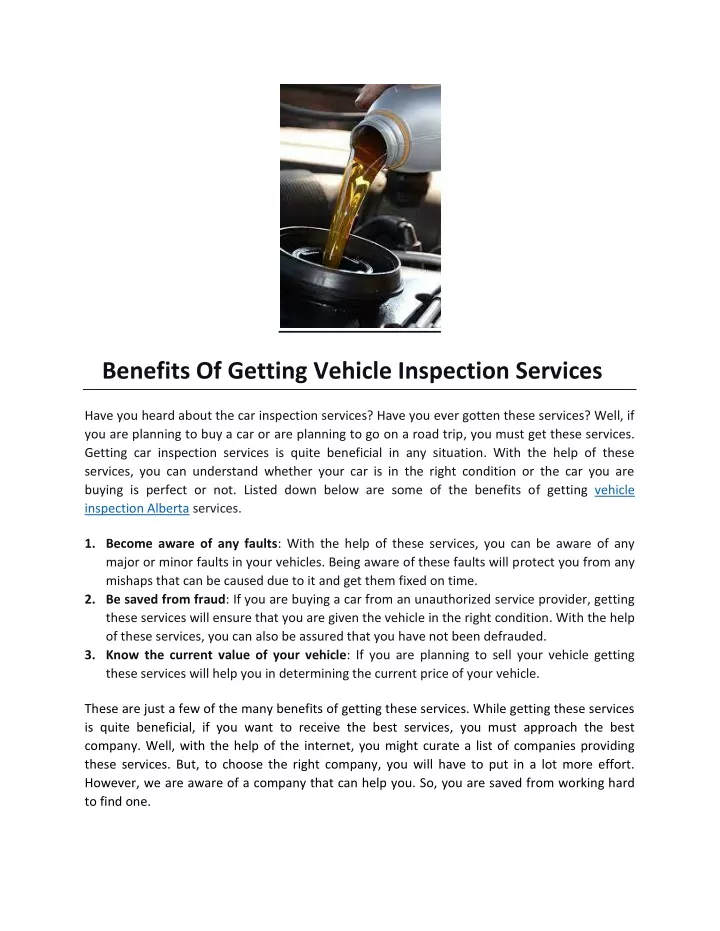 benefits of getting vehicle inspection services