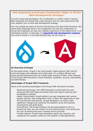 How AngularJS and Drupal Combination Helps to Evolve Web Development Strategy?