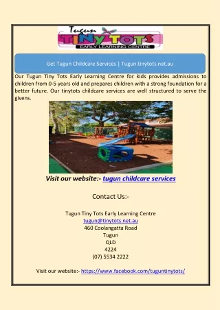 Get Tugun Childcare Services | Tugun.tinytots.net.au