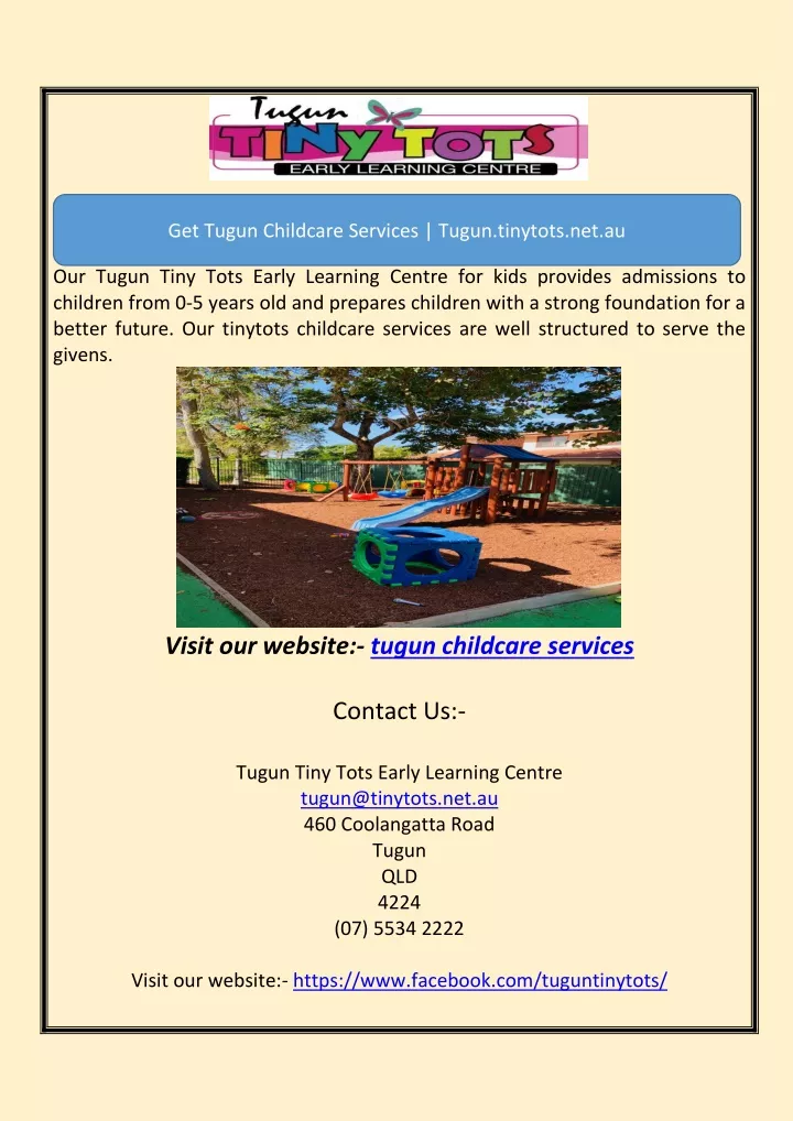 get tugun childcare services tugun tinytots net au