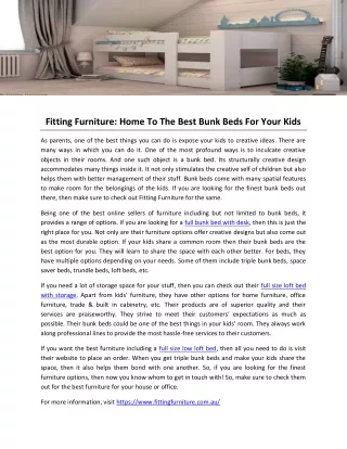 Fitting Furniture Home To The Best Bunk Beds For Your Kids