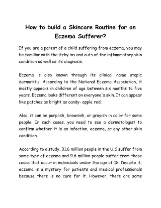 how to build a skincare routine for an eczema