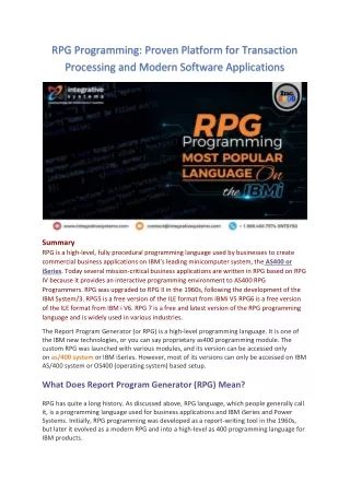 rpg programming proven platform for transaction