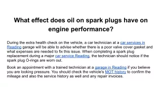 what effect does oil on spark plugs have