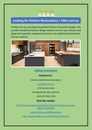 Looking for Kitchen Renovations | Kbhi.com.au