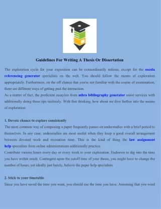 guidelines for writing a thesis or dissertation