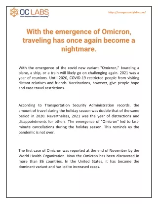With the emergence of Omicron, traveling has once again become a nightmare.