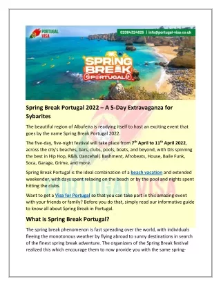 Spring Break Portugal 2022 – Party Hard for 5 Days & 5 Nights!
