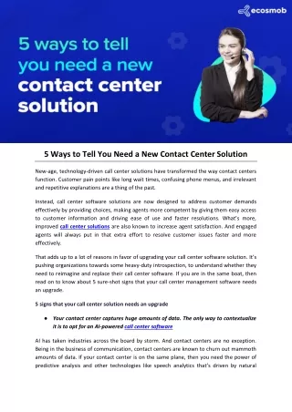 5 ways to tell you need a new contact center