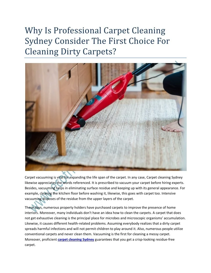 PPT - Why Is Professional Carpet Cleaning Sydney Consider The First ...