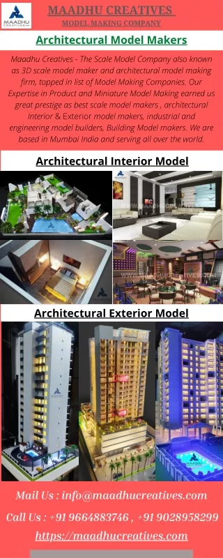 Interior & Exterior Architectural Model Maker Company - Maadhu Creatives