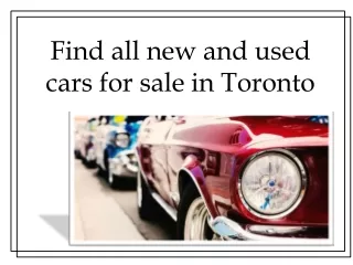 Find all new and used cars for sale in Toronto