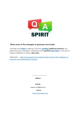 write some of the strategies to generate more