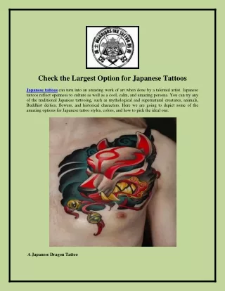 Check the Largest Option for Japanese Tattoos