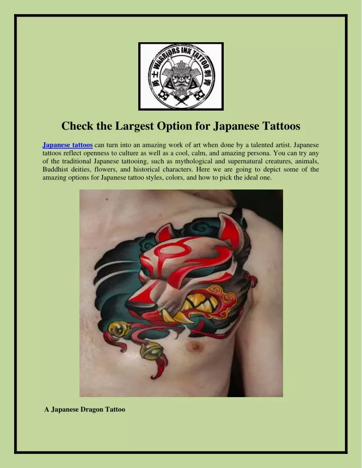 check the largest option for japanese tattoos