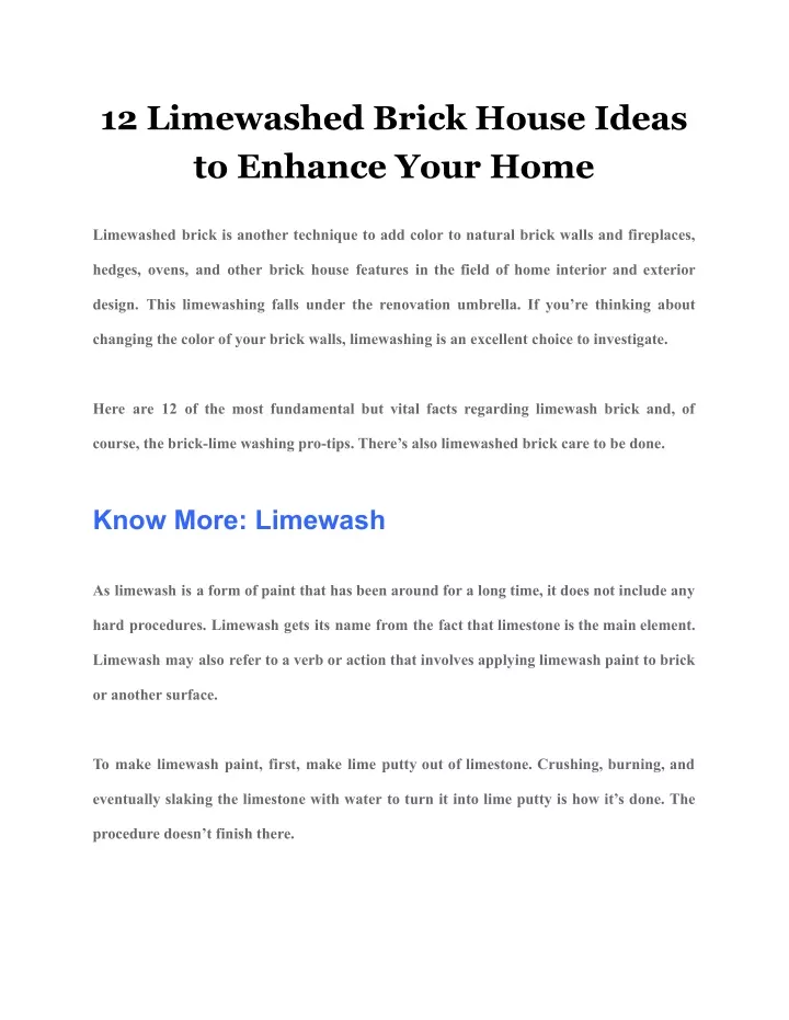 12 limewashed brick house ideas to enhance your