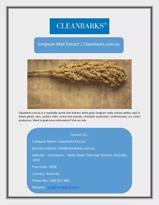 sorghum malt extract cleanbarks com au